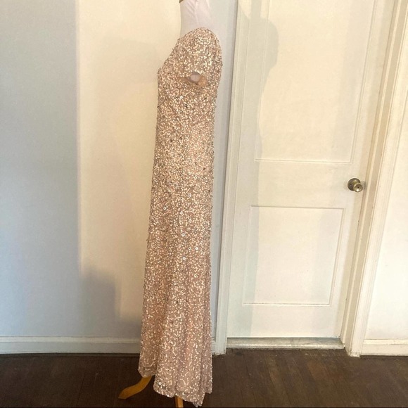 Adrianna Pappell Sequin Gown Blush Pink Scoop Back 4 - Picture 5 of 9
